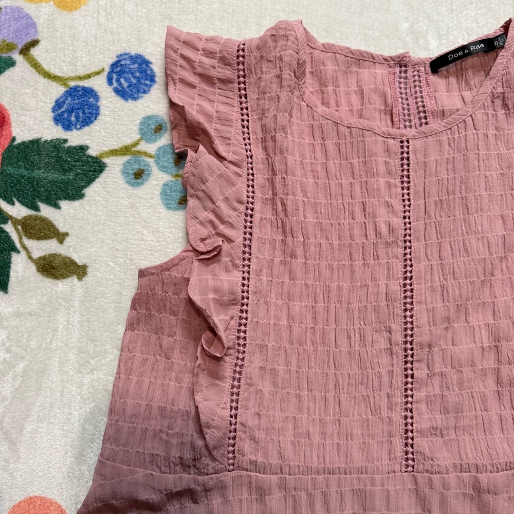 Doe & Rae Rose Pink Ruffled Blouse - Picture 2 of 7